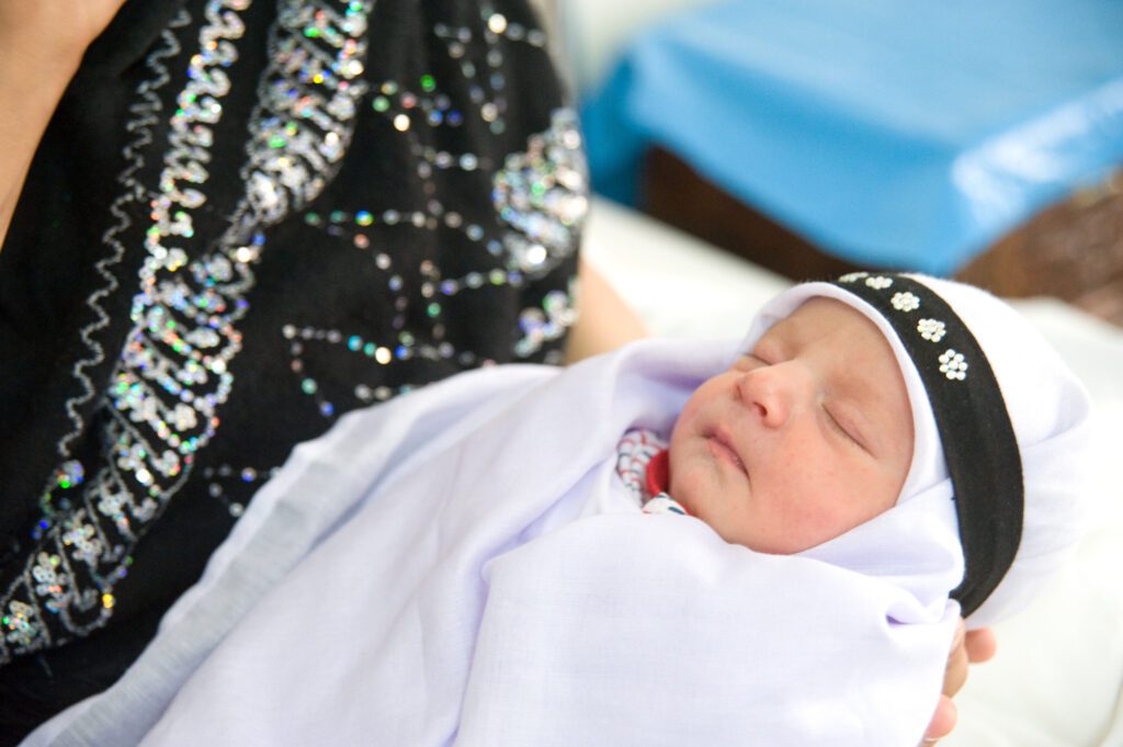 A newborn girl in the maternity ward of the Afshar Hospital in southern Kabul, Afghanistan. OBGYN, including pre- and post natal care, as well as delivery, is a key service provided by the 100 bed facility, which has been supported by AmeriCares since 2011. 40% of Afghan children die before the age of five due to poor access to medical care and extreme poverty.