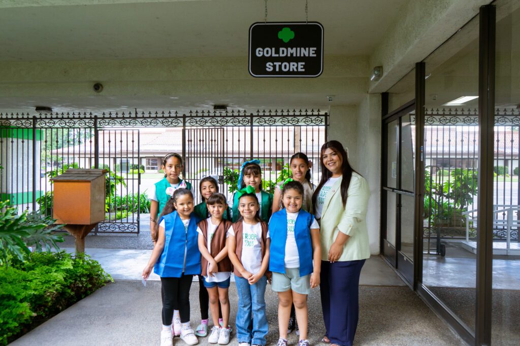 Mendota Girl Scouts Troop in Front of Fresno Gold Mine Store